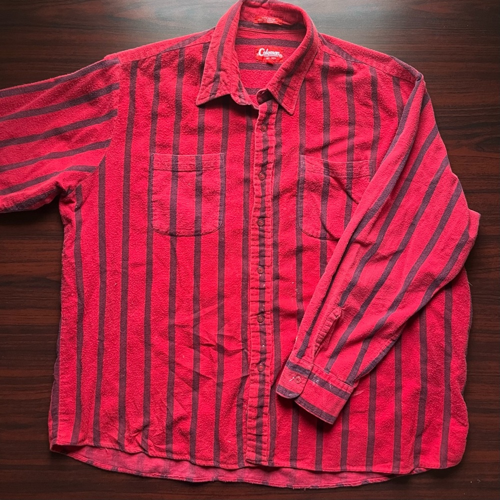 Vintage 90s Coleman Button Down Striped Red Size XXL